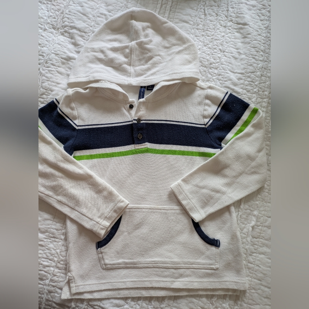 Janie And Jack Boys Size 6 Long Sleeve hooded Shirt, Fair Used Condition